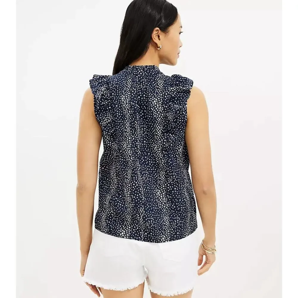 LOFT Blue Star Sleeveless Top XS NWT - Picture 2 of 7